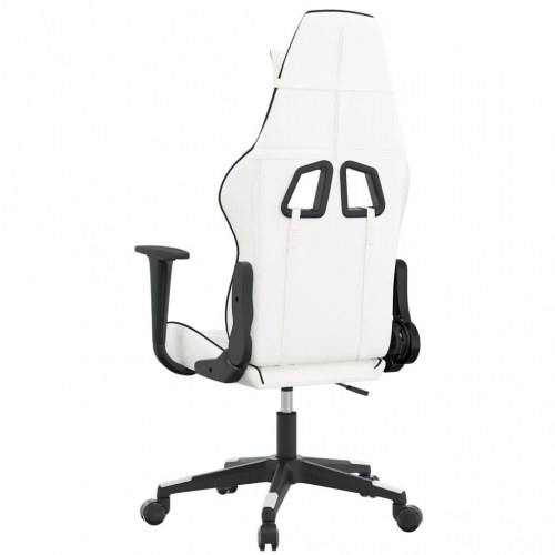 Gamingstol med massagefunktion i kunstlæder - hvid/sort