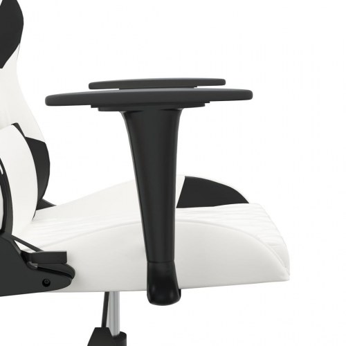Gamingstol med massagefunktion i kunstlæder - hvid/sort