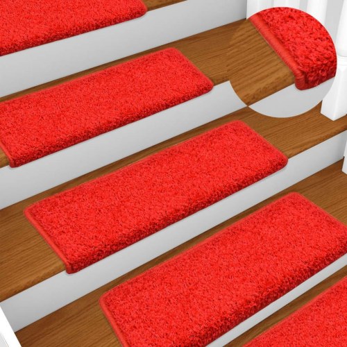 Trappemåtter 15 stk. - 65×21×4 cm - rød - rektangulære kanter