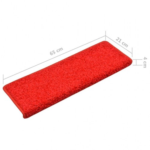 Trappemåtter 15 stk. - 65×21×4 cm - rød - rektangulære kanter