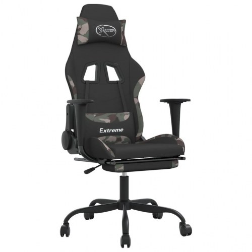 Gamingstol med fodstøtte i stof - sort/camouflage