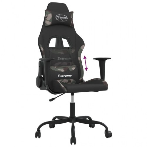 Gamingstol med fodstøtte i stof - sort/camouflage