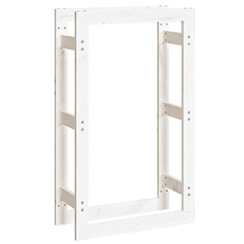 Brændestativ 60x25x100 cm massivt fyrretræ hvid