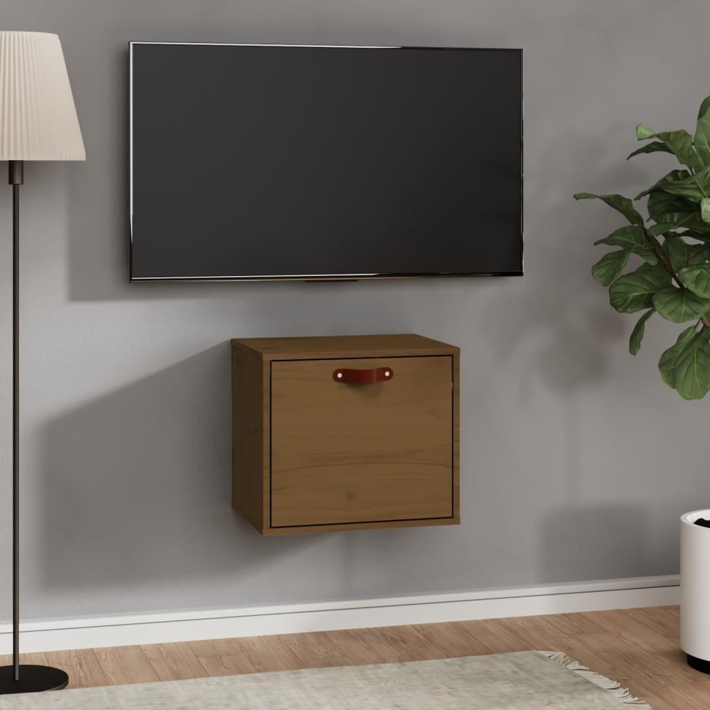 Vægskab 40x30x35 cm massivt fyrretræ gyldenbrun billede