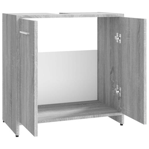Badeværelsesskab 60x33x60 cm konstrueret træ grå sonoma-eg