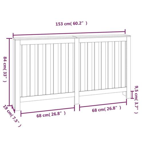 Radiatorskjuler 153x19x84 cm massivt fyrretræ hvid