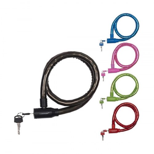 Cykellås med nøgle Dunlop - kabel 65 cm, multifarve