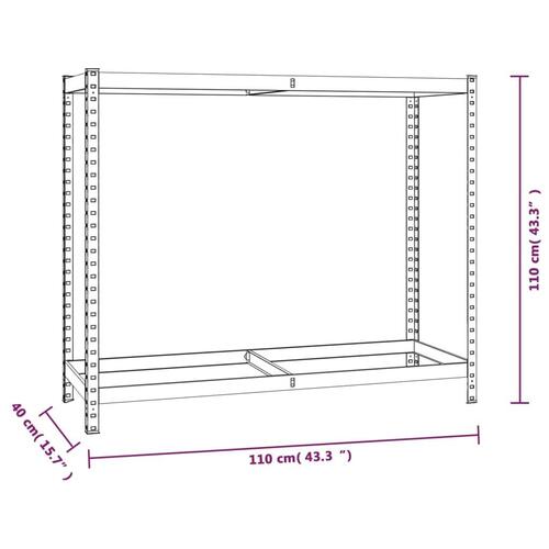 Dækreol med 2 hylder 110x40x110 cm stål sølvfarvet