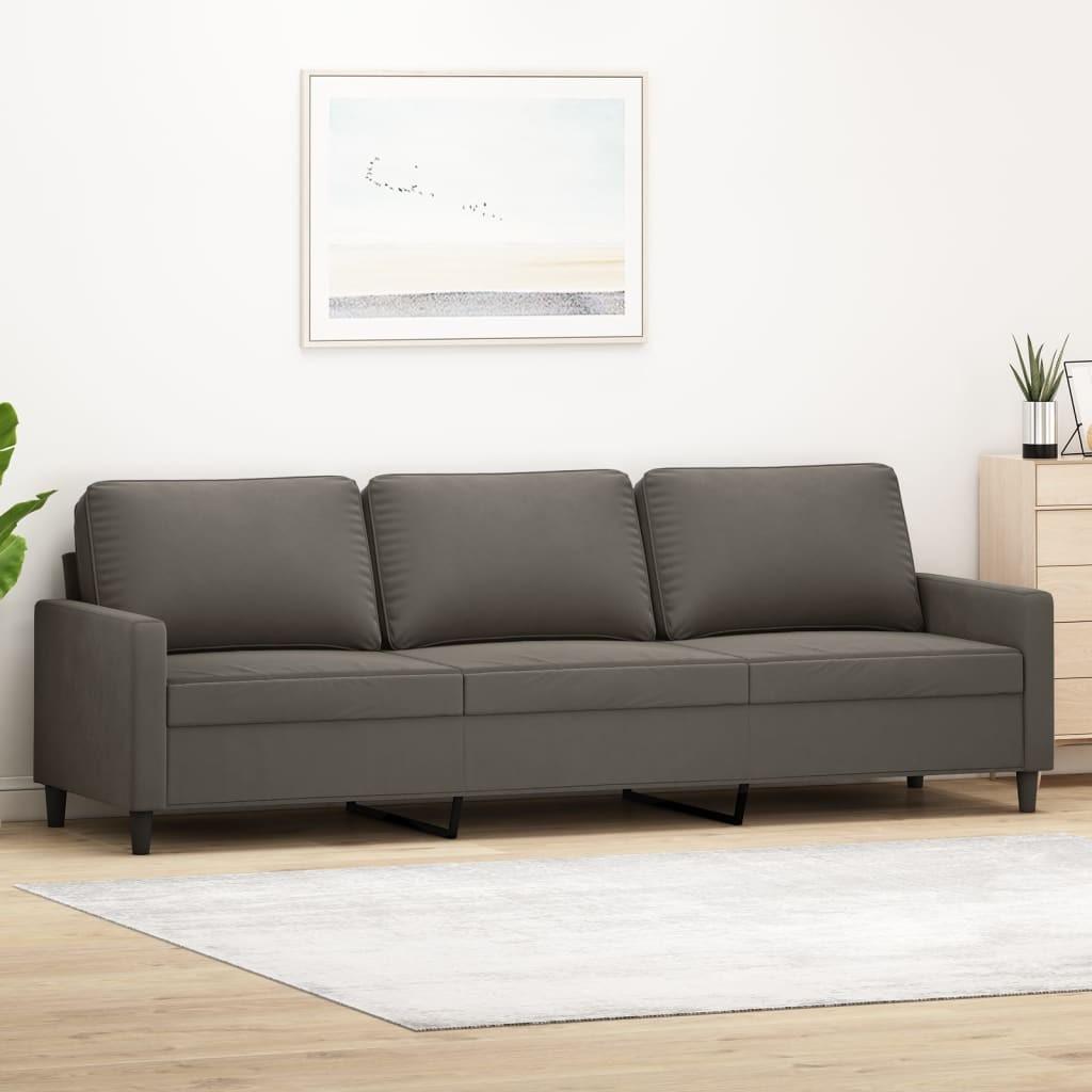3-personers sofa 210 cm fløjl mørkegrå