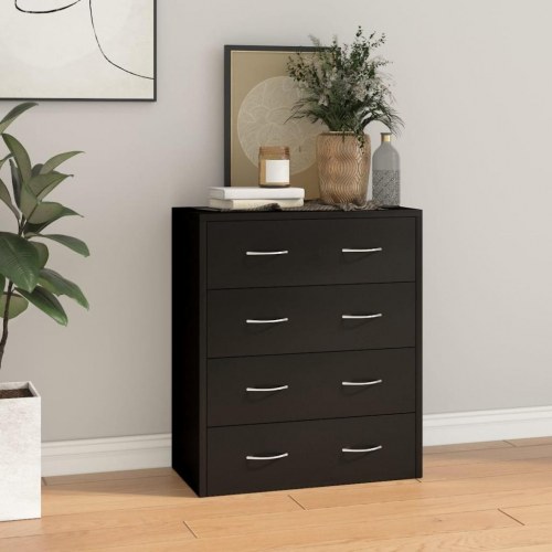 Skænk med 4 skuffer - 60 × 30,5 × 71 cm, sort