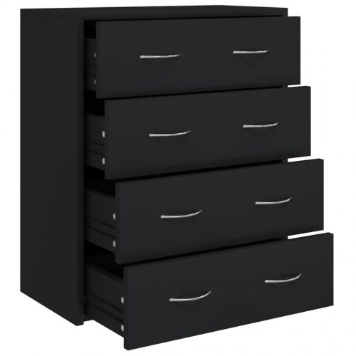 Skænk med 4 skuffer - 60 × 30,5 × 71 cm, sort