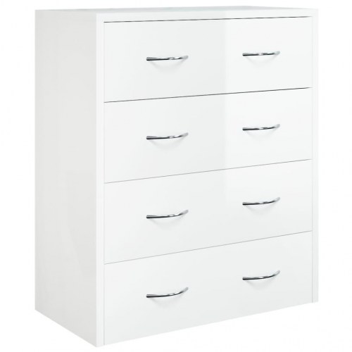 Skænk med 4 skuffer - 60 × 30,5 × 71 cm, hvid højglans