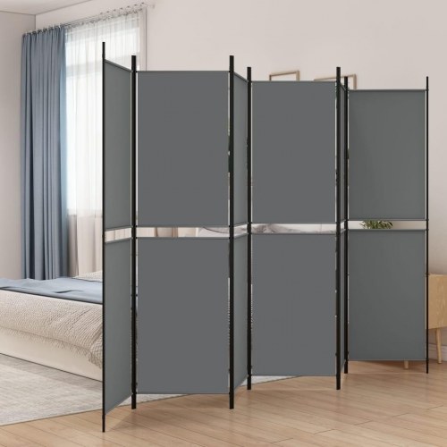 Rumdeler med 5 paneler i stof - 300 × 200 cm, antracitgrå