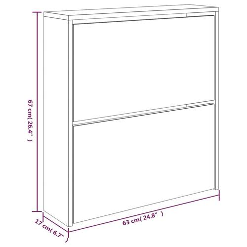 Skoskab med spejl 2 hylder 63x17x67 cm sort