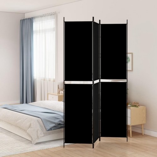 3-panels rumdeler i stof - 150×220 cm, sort