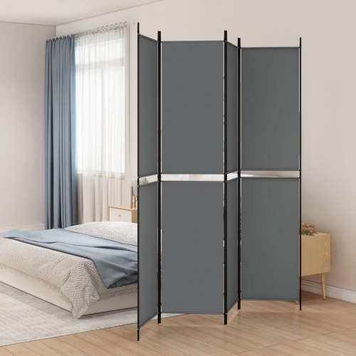 4-panels rumdeler i stof - 200 × 220 cm, antracitgrå