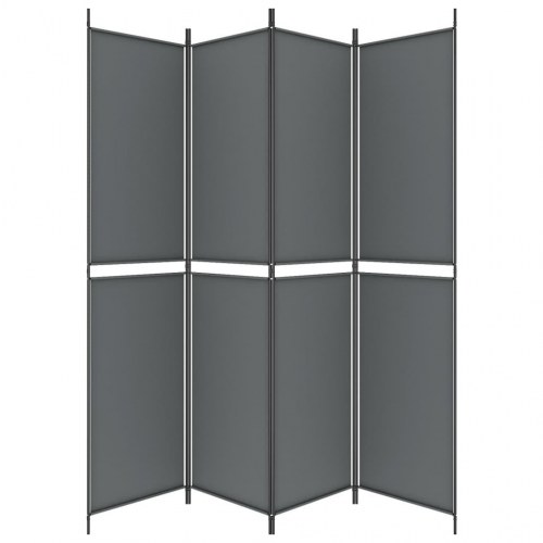 4-panels rumdeler i stof - 200 × 220 cm, antracitgrå