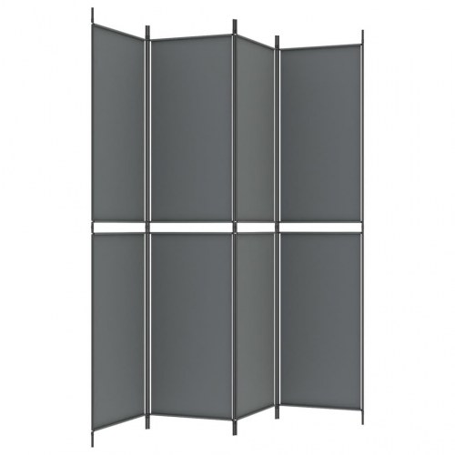 4-panels rumdeler i stof - 200 × 220 cm, antracitgrå