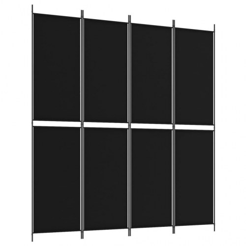 4-panels rumdeler i stof - 200 × 220 cm, sort