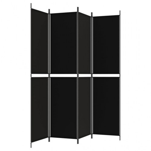 4-panels rumdeler i stof - 200 × 220 cm, sort