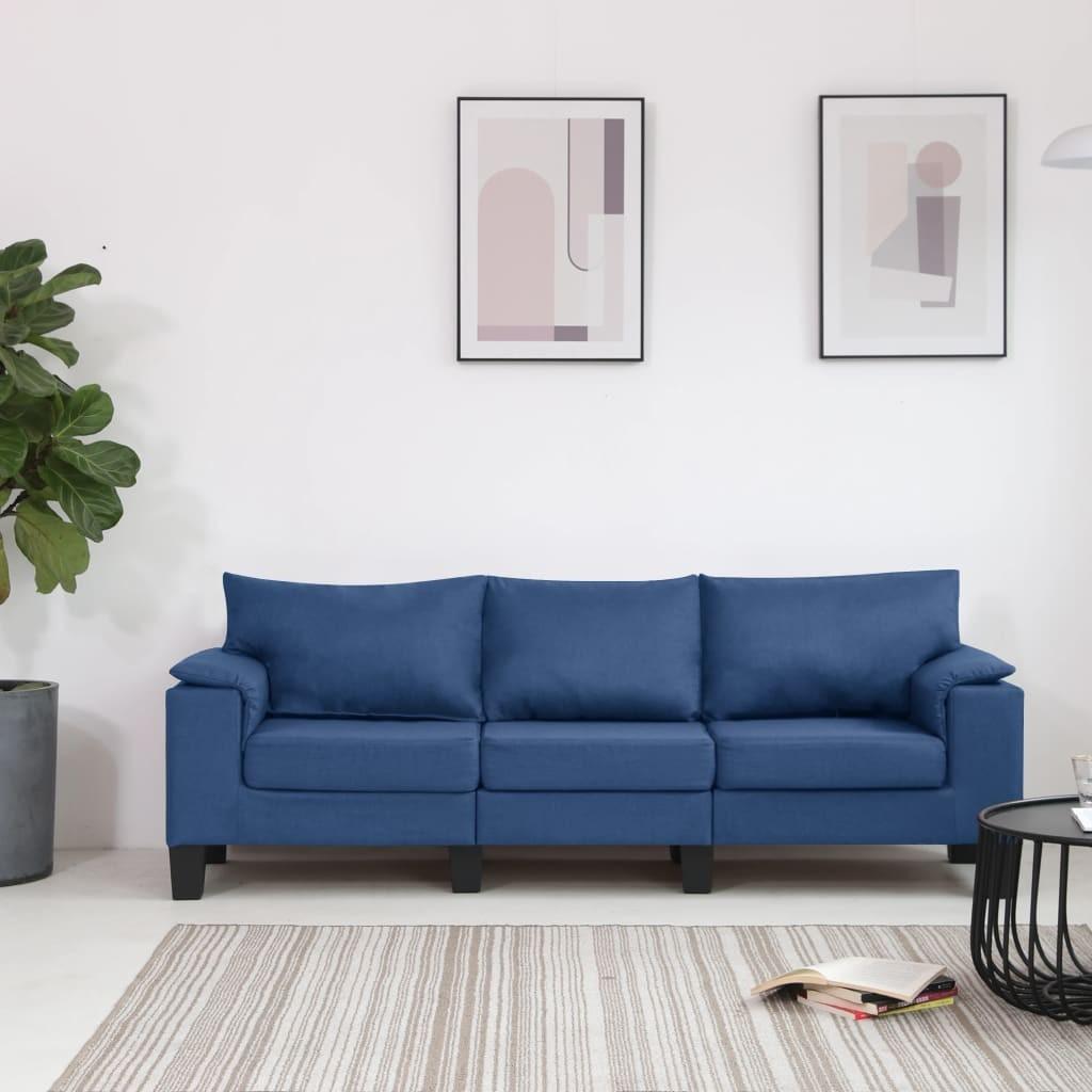 3-personers sofa stof blå