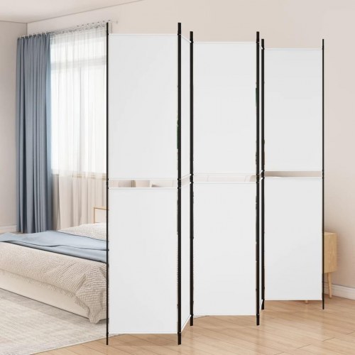 5-panels rumdeler i stof - 250 × 220 cm, hvid