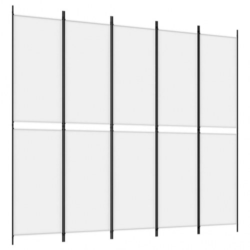 5-panels rumdeler i stof - 250 × 220 cm, hvid