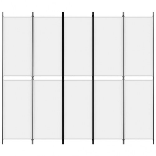 5-panels rumdeler i stof - 250 × 220 cm, hvid