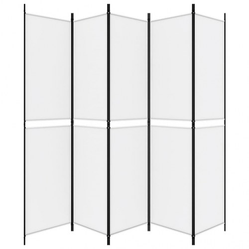 5-panels rumdeler i stof - 250 × 220 cm, hvid