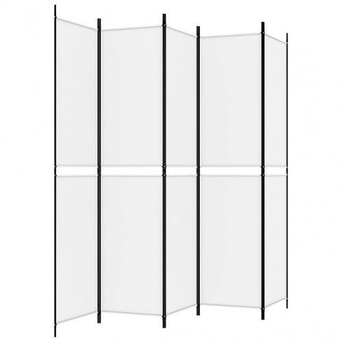 5-panels rumdeler i stof - 250 × 220 cm, hvid