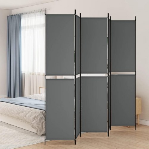 5-panels rumdeler i stof - 250 × 220 cm, antracitgrå