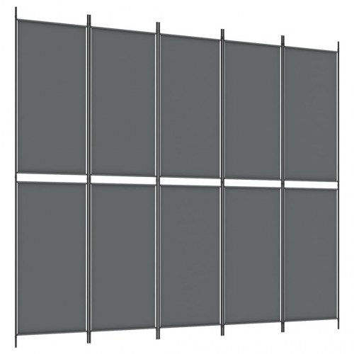 5-panels rumdeler i stof - 250 × 220 cm, antracitgrå