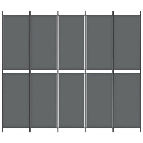 5-panels rumdeler i stof - 250 × 220 cm, antracitgrå