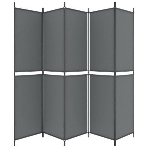 5-panels rumdeler i stof - 250 × 220 cm, antracitgrå