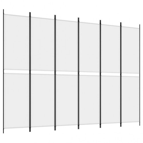 6-panels rumdeler i stof - hvid, 300 × 220 cm