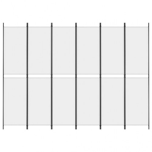6-panels rumdeler i stof - hvid, 300 × 220 cm