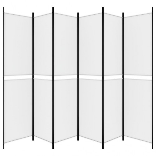 6-panels rumdeler i stof - hvid, 300 × 220 cm
