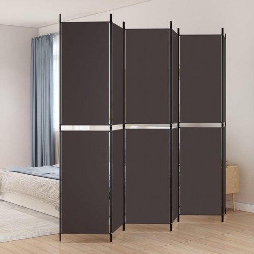 6-panels rumdeler i stof - 300 × 220 cm, brun