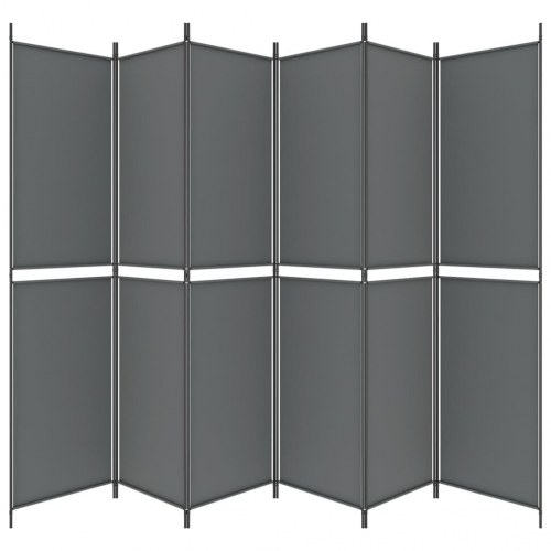 6-panels rumdeler i stof - 300 × 220 cm, antracitgrå