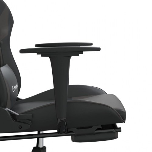 Gamingstol med massage og fodstøtte i kunstlæder - sort/grå