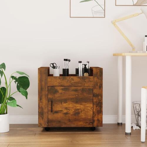 Kontorvogn 60x45x60 cm konstrueret træ røget egetræsfarve