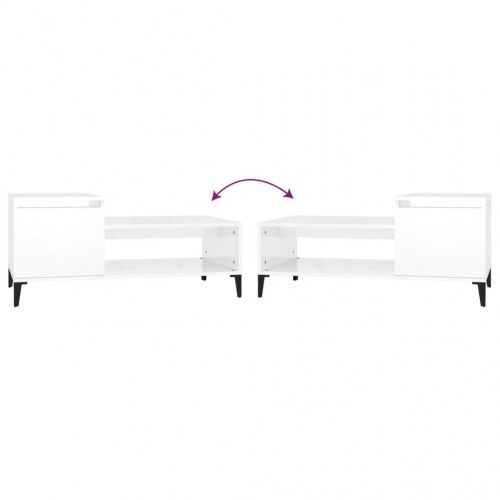Sofabord 100x50x45 cm konstrueret træ hvid højglans