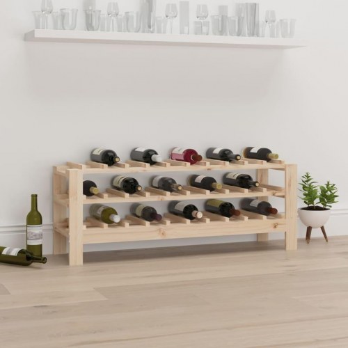 Vinreol i massivt fyrretræ - 109,5 × 30 × 42 cm, plads til 30 flasker