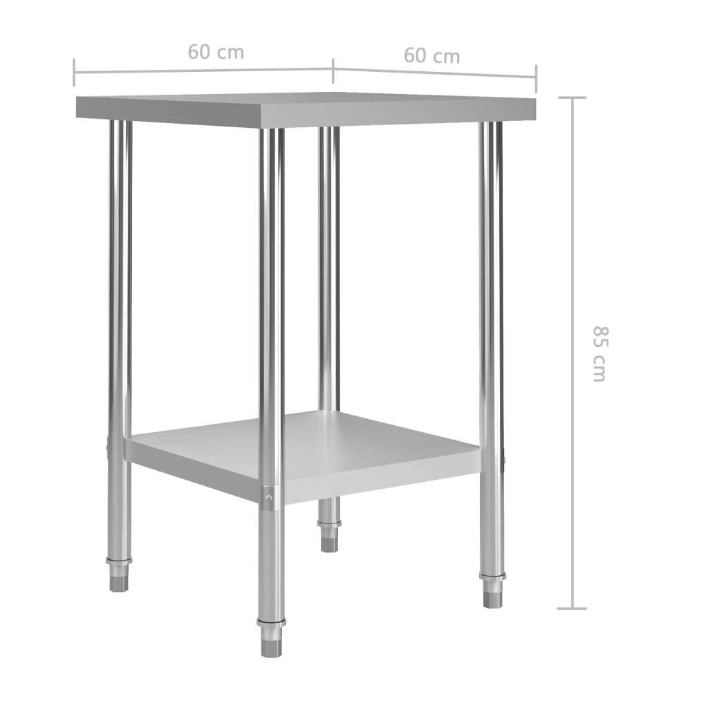 Arbejdsbord til køkken 60x60x85 cm rustfrit stål