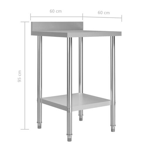 Arbejdsbord til køkken m. stænkplade 60x60x93 cm rustfrit stål