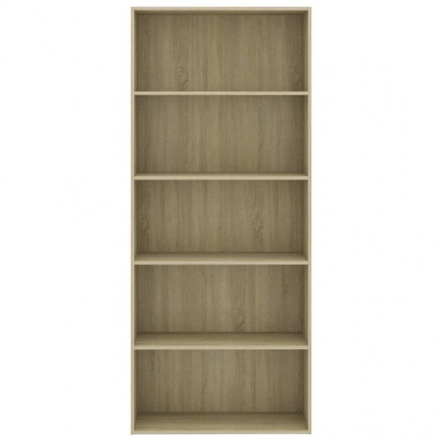 Bogreol med 5 hylder 80x30x189 cm konstrueret træ sonoma-eg