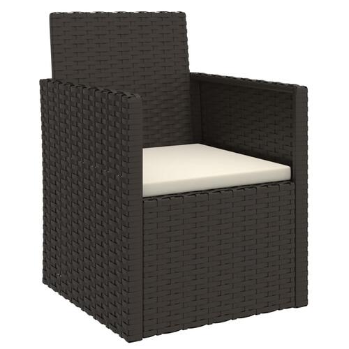 Udendørs sofastolesæt 3 dele med hynder polyrattan sort