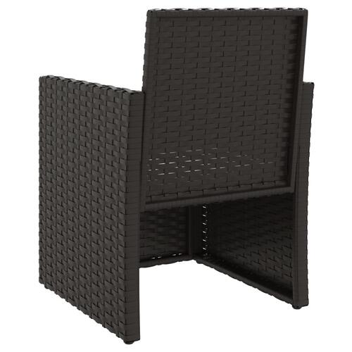 Udendørs sofastolesæt 3 dele med hynder polyrattan sort