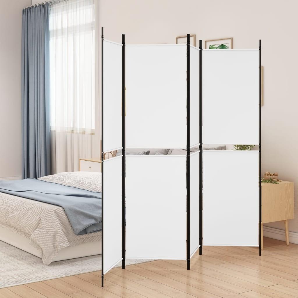 4-panels rumdeler 200x180 cm stof hvid