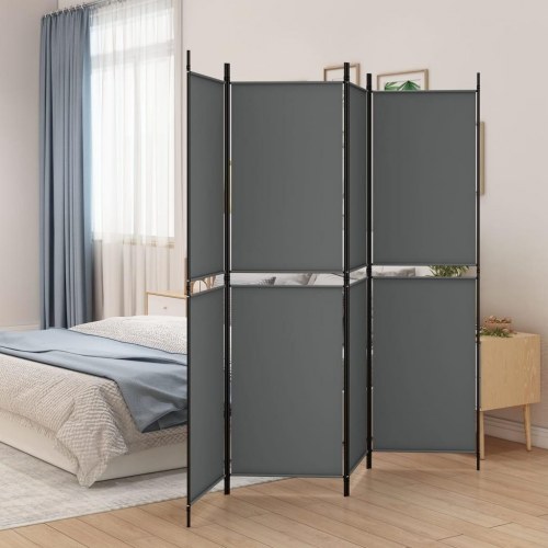 4-panels rumdeler i stof - 200 × 180 cm, antracitgrå